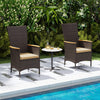 Patio Rattan Chairs Set of 2 Outdoor Wicker Dining Chairs with High Backrest-Beige