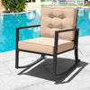 Patio Rattan Rocker Outdoor Glider Rocking Chair Cushion Lawn-Brown