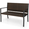 Patio Sun-Proof Rattan Loveseat with Soft Sponge Seat-Brown - Brown