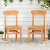 Patio Teak Wood Chair Armless Dining Chair with Slatted Seat