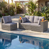 Patio Wicker Sectional Furniture Set with 1 Armless and 2 Corner Sofas for Garden-Gray