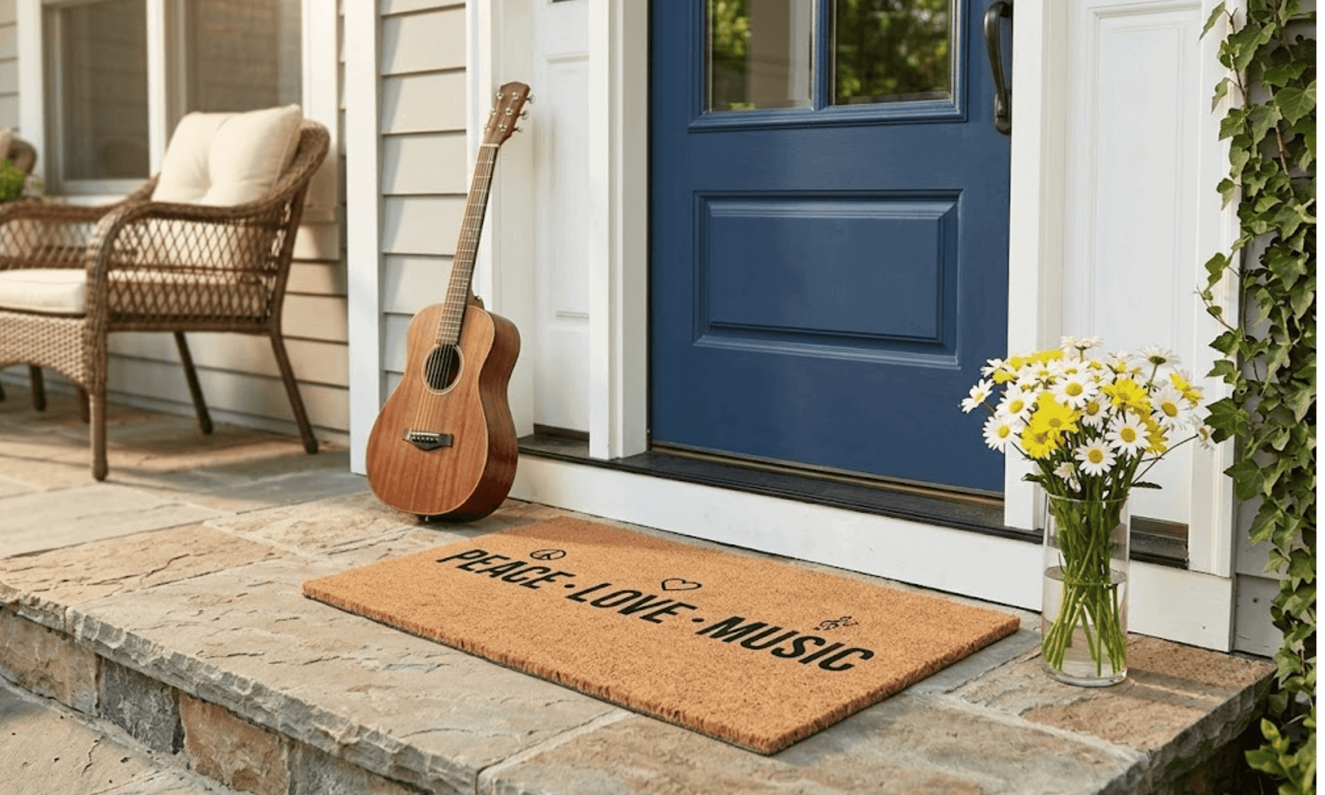 Peace Love Music Coir Mat