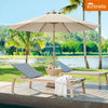 PATIO TREE Patio Umbrella Manual Tilt With Natural Wood Grain Frame (Sunbrella® Heather Beige)