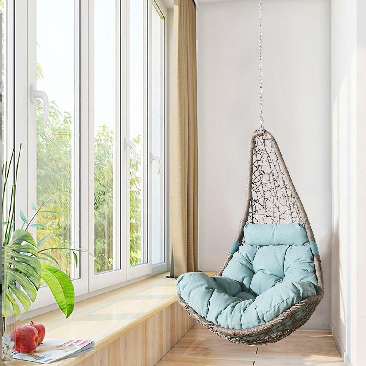 Peakhome Furnishings Outdoor Patio Wicker Swing Chair Without Stand