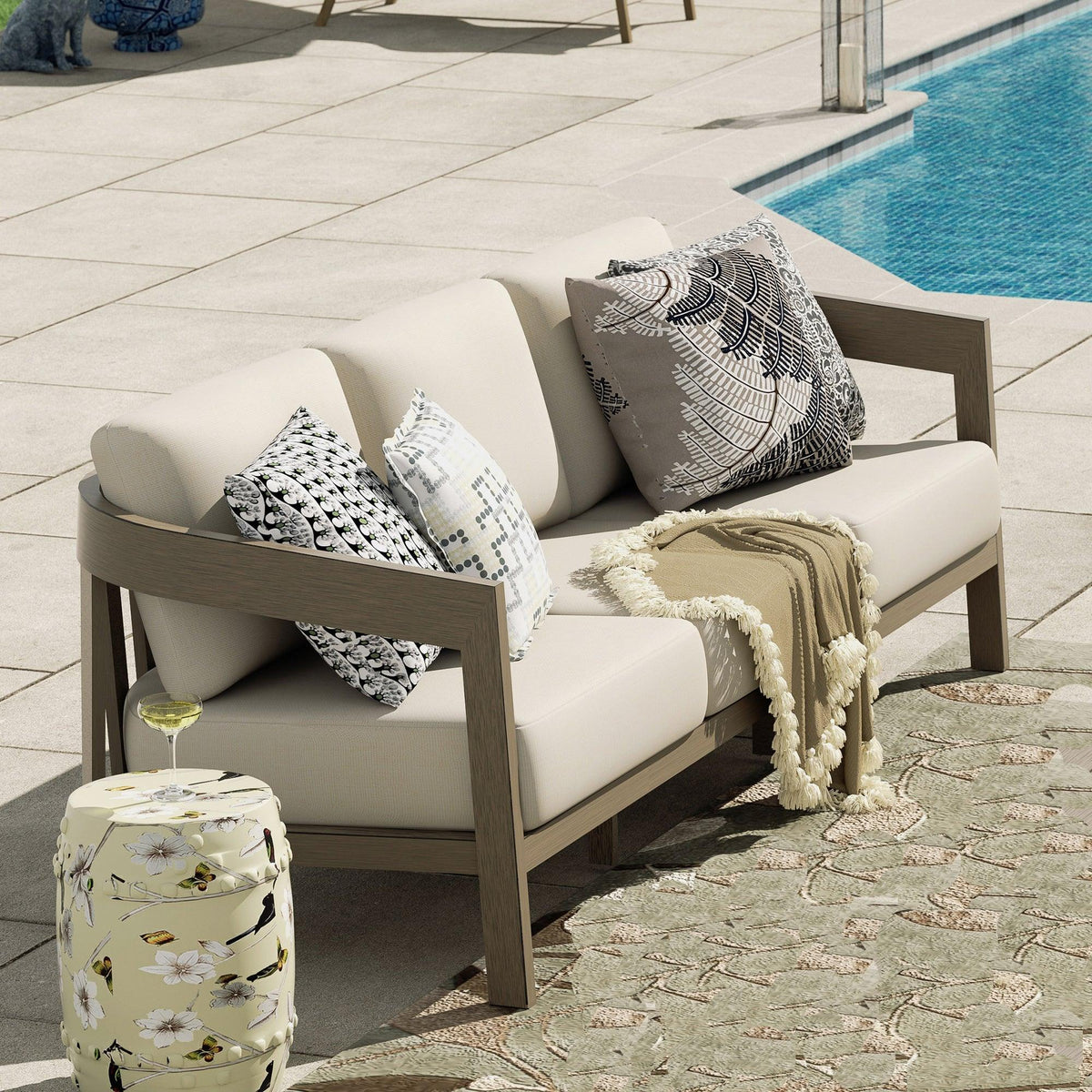 PEAKHOME Harmonti Patio 5-Piece Aluminum Conversation Sofa Set With Cushions