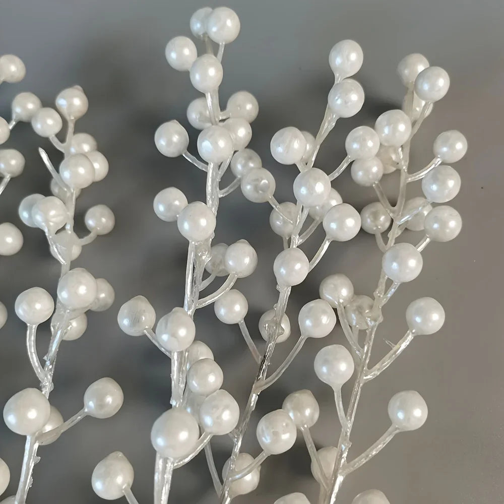 Pearl Berry Stems 10-Pack - Faux Berries for Holiday Decor