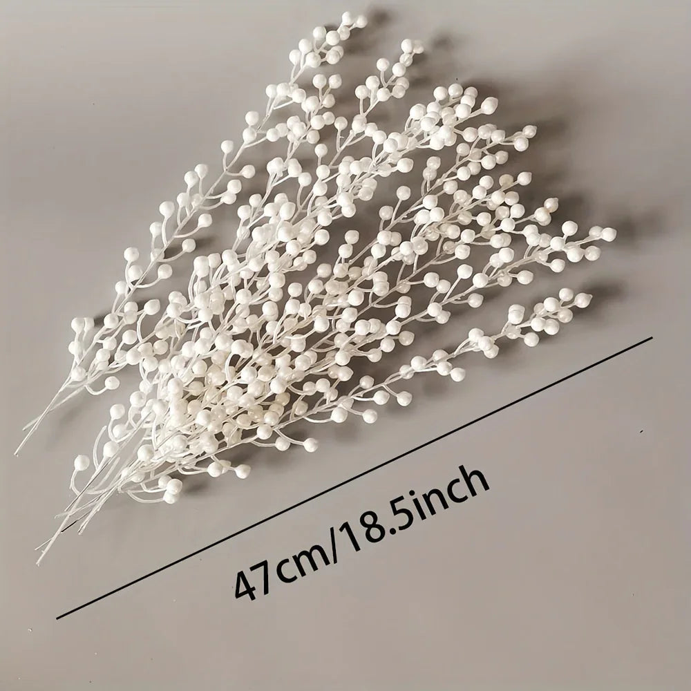 Pearl Berry Stems 10-Pack - Faux Berries for Holiday Decor