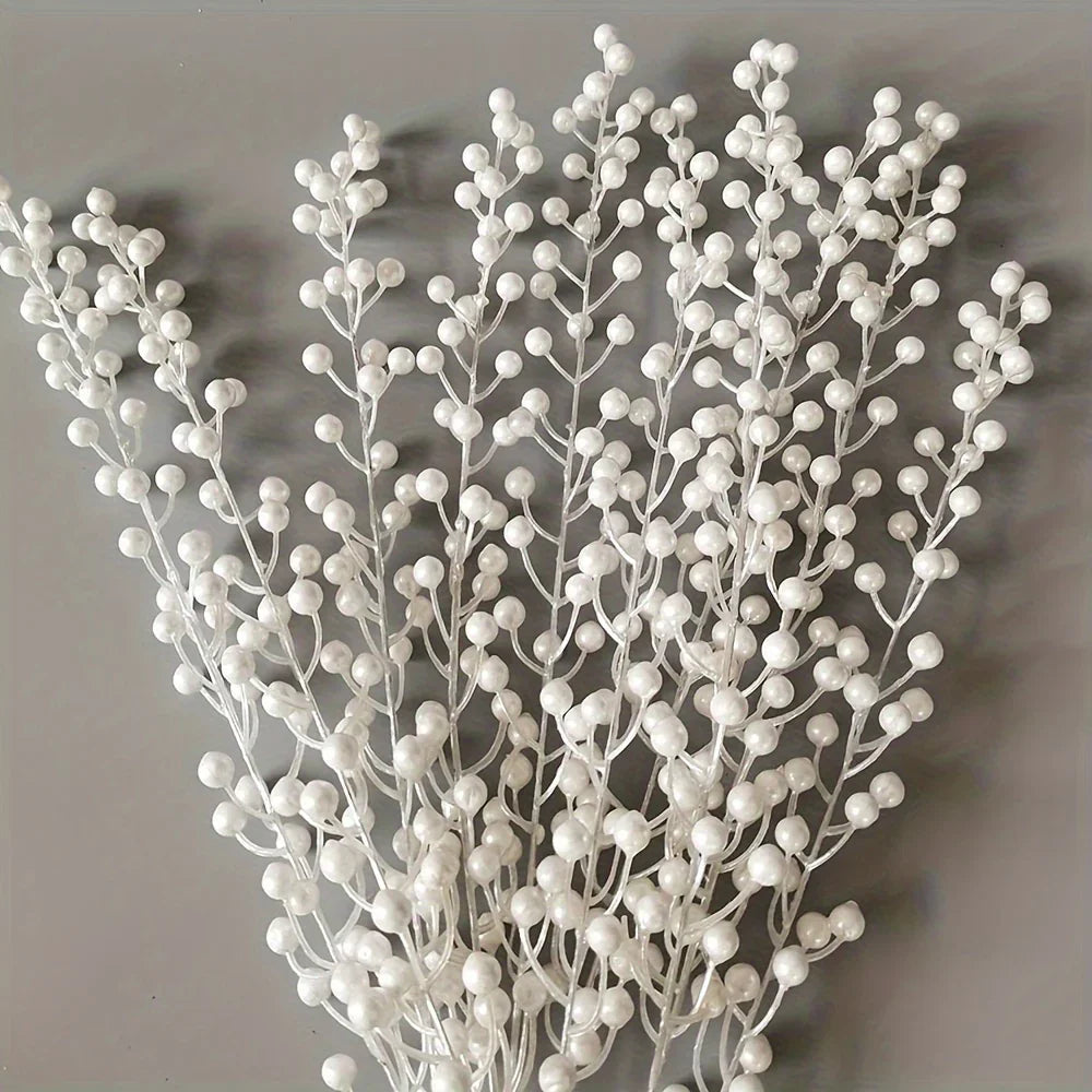 Pearl Berry Stems 10-Pack - Faux Berries for Holiday Decor