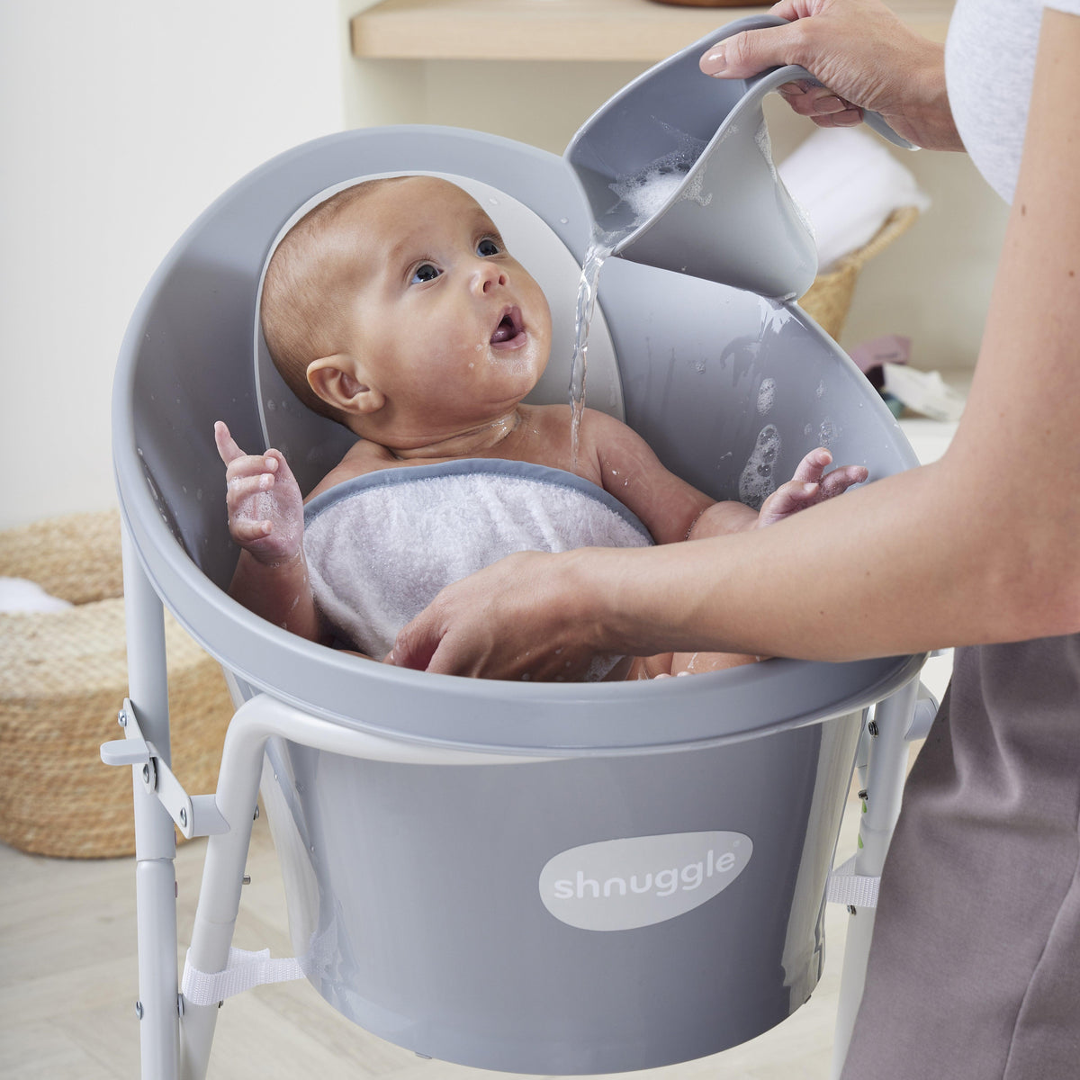 Shnuggle Newborn Bundle: Baby Bath & Accessories Bundle - 5-Piece Set | Cozy Support, Easy Cleanup & Sensory Fun
