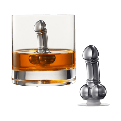 Unique Whiskey & Wine Chiller - Funny Liquor Ice Chilling Suction Cup, Beverage Cooler, Peni Shaped Gag Gift For Whiskey, Bourbon, Tequila, Vodka Lover, Reusable Stainless Steel - Just Freeze It!