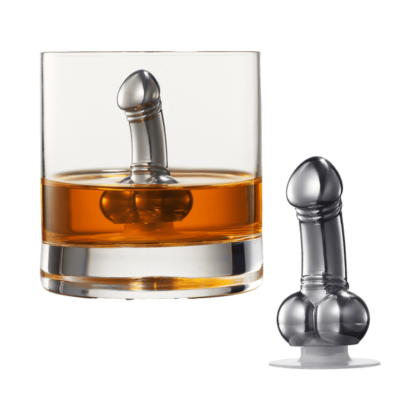Unique Whiskey & Wine Chiller - Funny Liquor Ice Chilling Suction Cup, Beverage Cooler, Peni Shaped Gag Gift For Whiskey, Bourbon, Tequila, Vodka Lover, Reusable Stainless Steel - Just Freeze It!