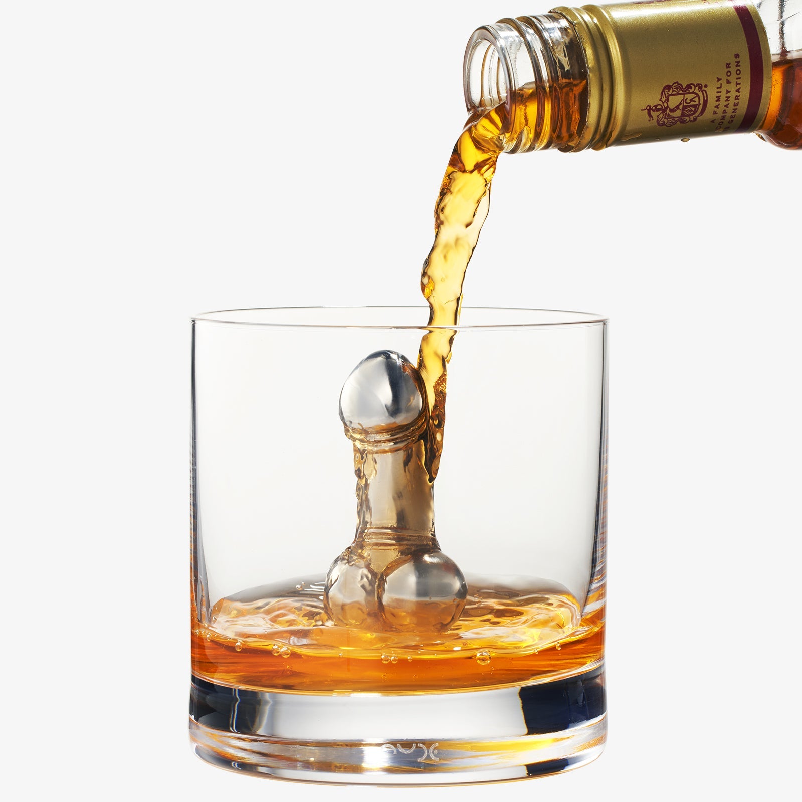 Unique Whiskey & Wine Chiller - Funny Liquor Ice Chilling Suction Cup, Beverage Cooler, Peni Shaped Gag Gift For Whiskey, Bourbon, Tequila, Vodka Lover, Reusable Stainless Steel - Just Freeze It!