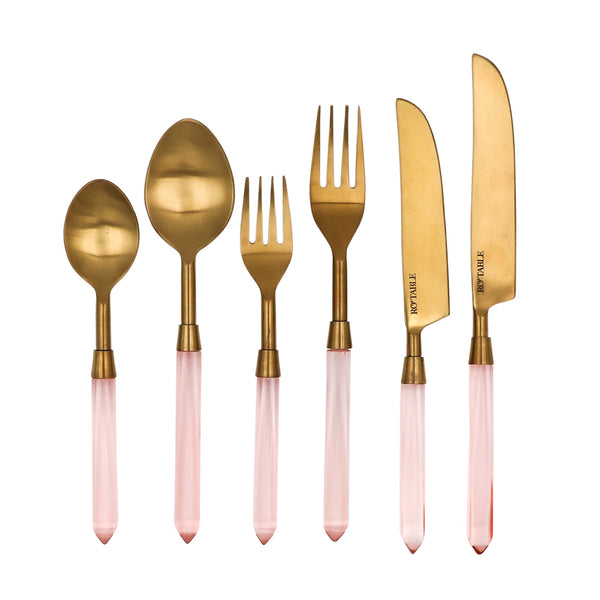 24pc Set Peony Blush Cutlery - 6 Piece - Set of 4