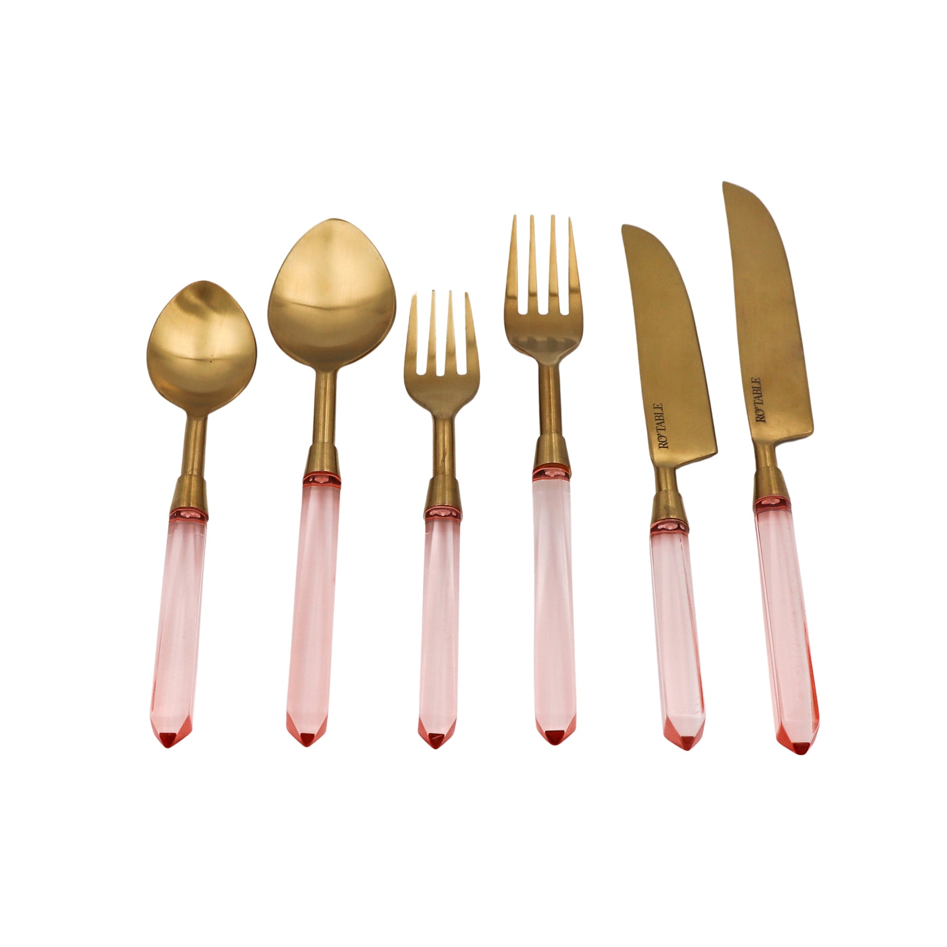 24pc Set Peony Blush Cutlery - 6 Piece - Set of 4