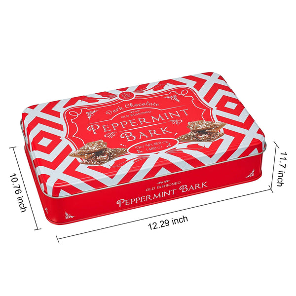 Handmade 3 Set Layered Original, Dark Chocolate & Salted Caramel Dark & White Chocolate Peppermint Bark - 3Lb Holiday Squares, Christmas & Winter Candy Sweets Gift Tin, Old Fashioned Treat