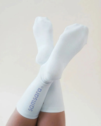 Performance Crew Socks - White (Cloudberry Logo)
