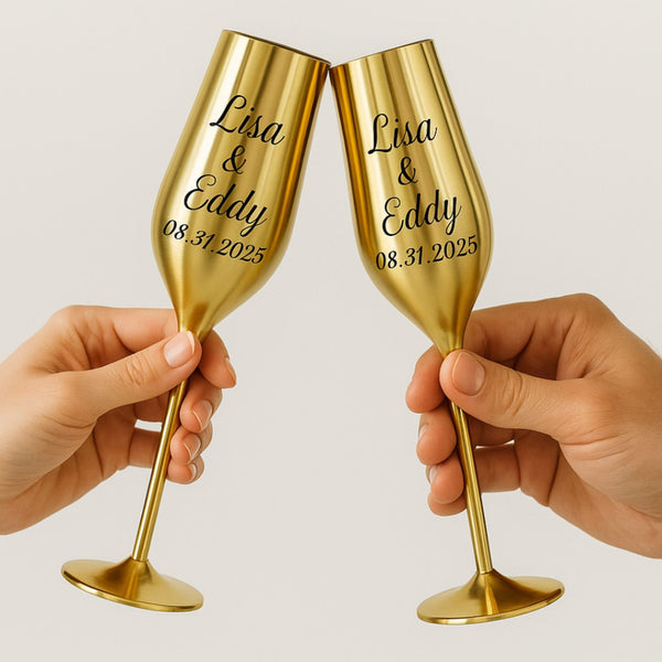 Personalized Champagne Flutes Set of 2, 7.5 Ounces
