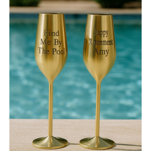 Personalized Champagne Flutes Set of 2, 7.5 Ounces