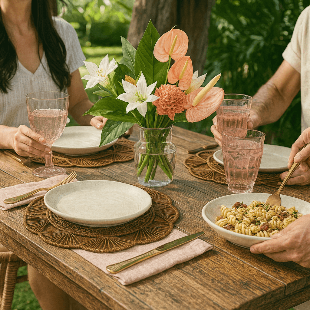 Petal Perfection Scalloped Handwoven Iraca Placemat