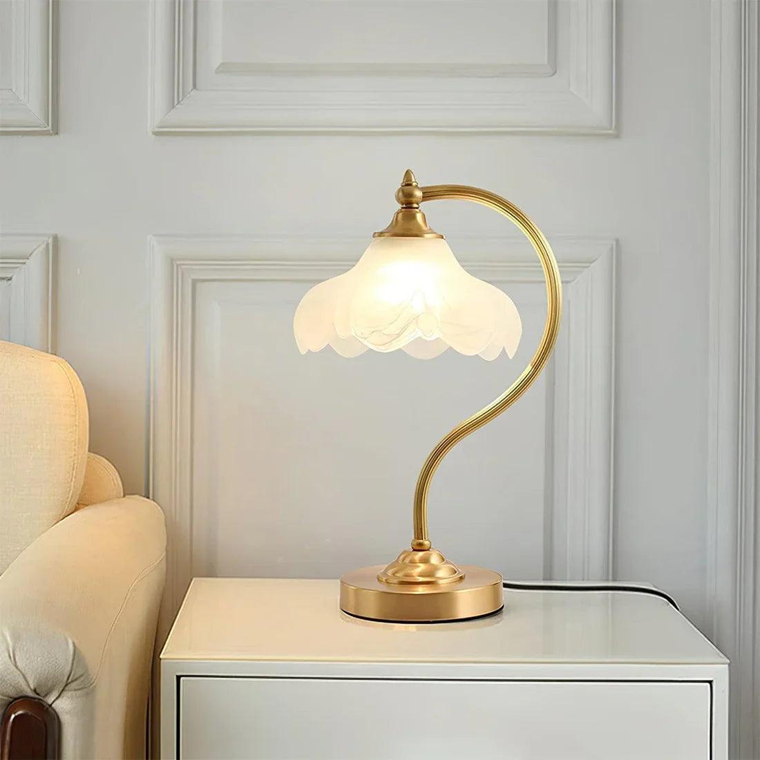 Brass Glass Petal Table Lamp E26 Dimmable 16.5