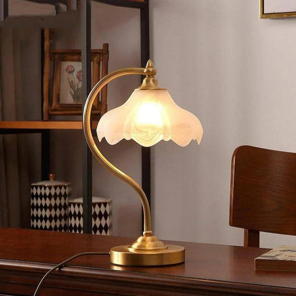 Brass Glass Petal Table Lamp E26 Dimmable 16.5