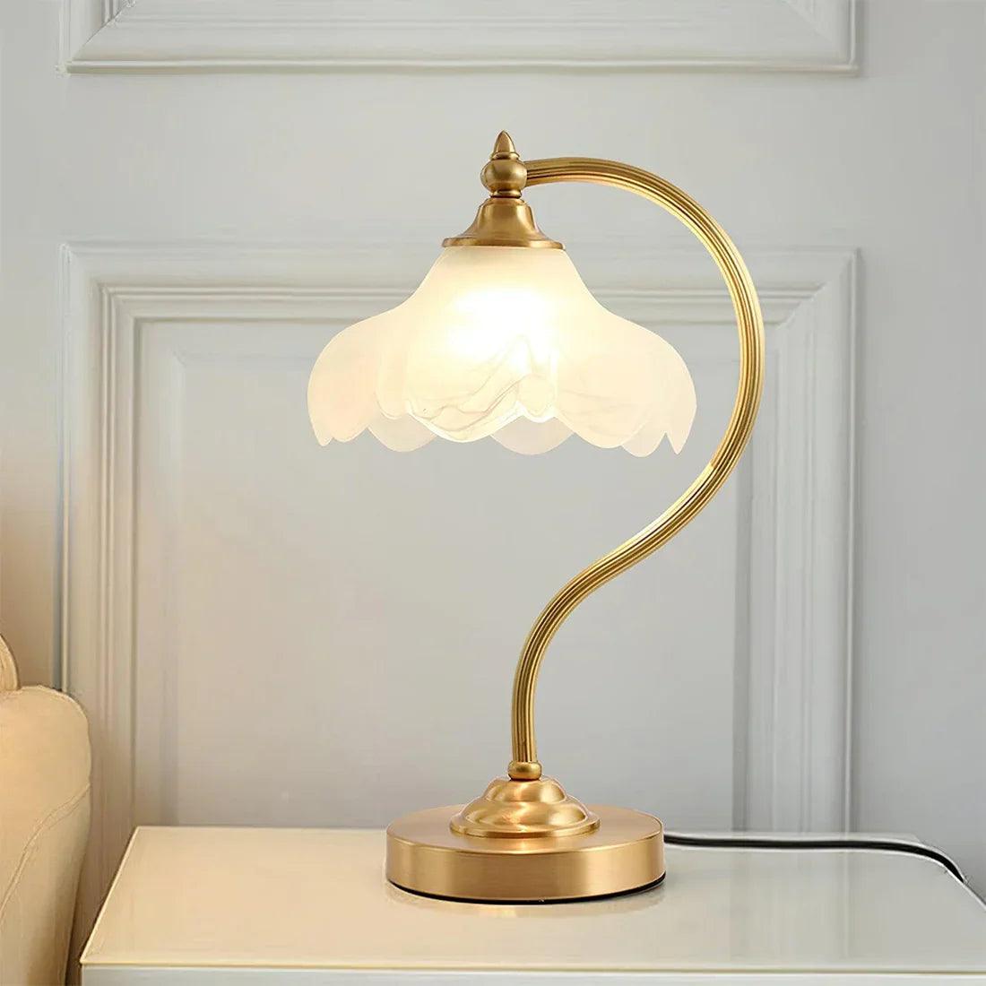 Brass Glass Petal Table Lamp E26 Dimmable 16.5