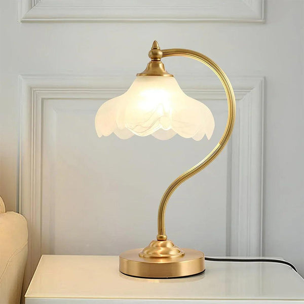 Brass Glass Petal Table Lamp E26 Dimmable 16.5