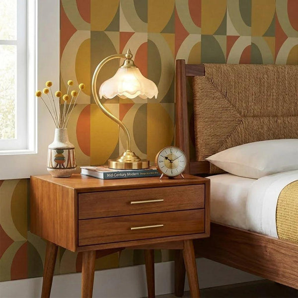 Brass Glass Petal Table Lamp E26 Dimmable 16.5