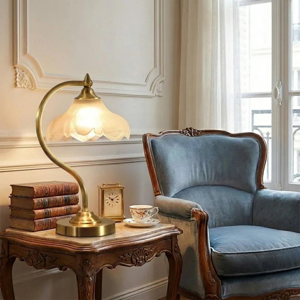 Brass Glass Petal Table Lamp E26 Dimmable 16.5