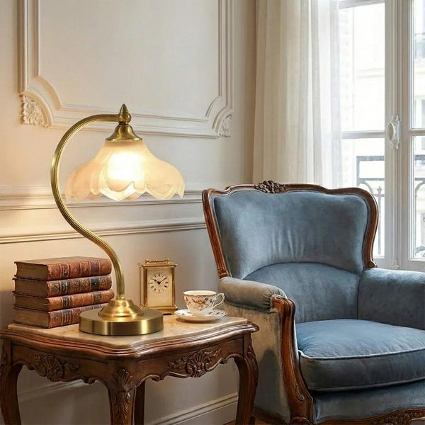 Brass Glass Petal Table Lamp E26 Dimmable 16.5