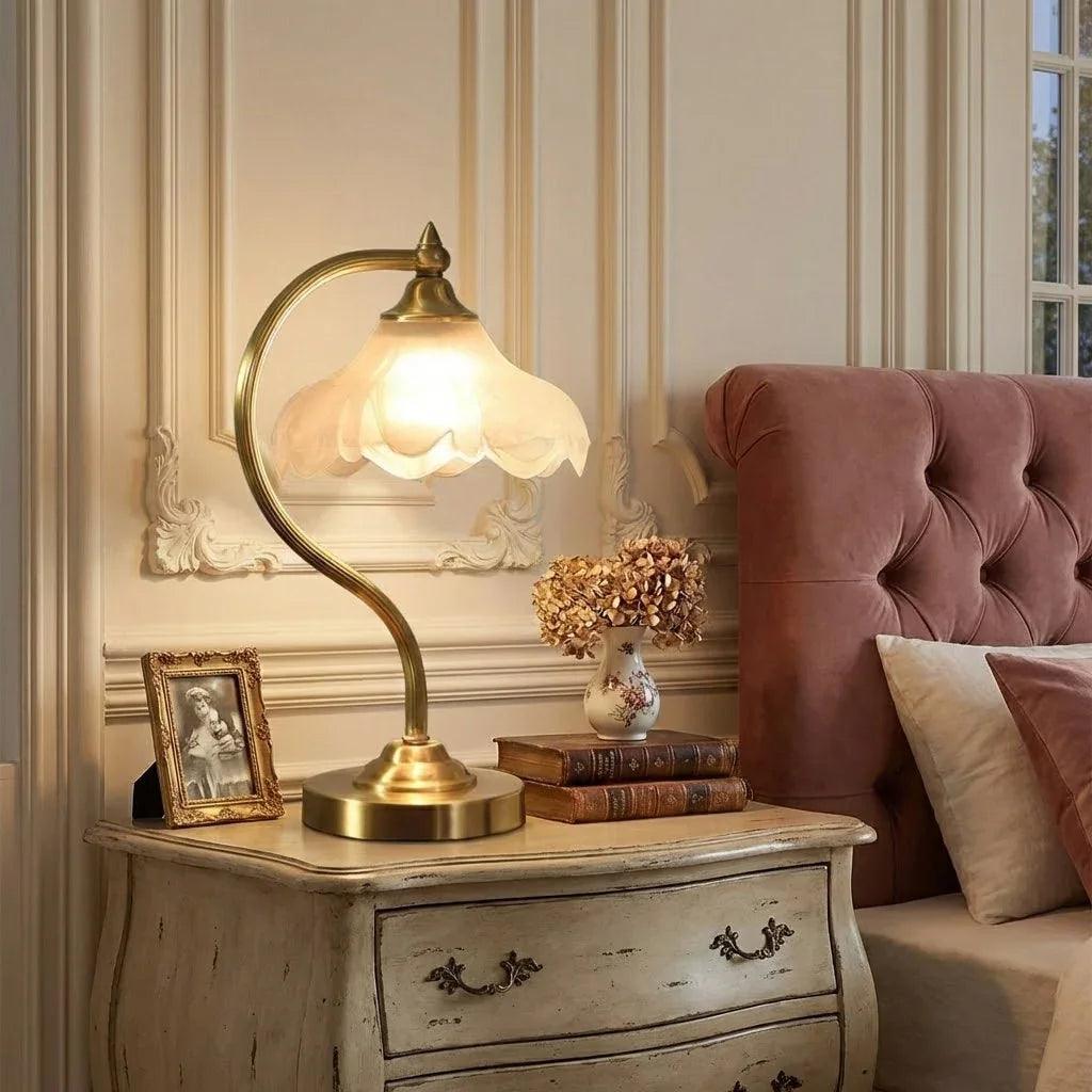 Brass Glass Petal Table Lamp E26 Dimmable 16.5
