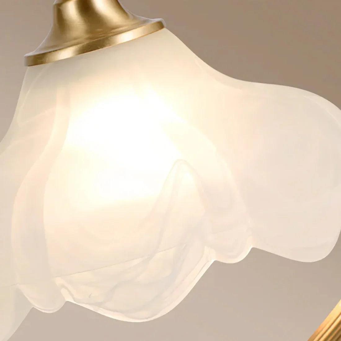 Brass Glass Petal Table Lamp E26 Dimmable 16.5