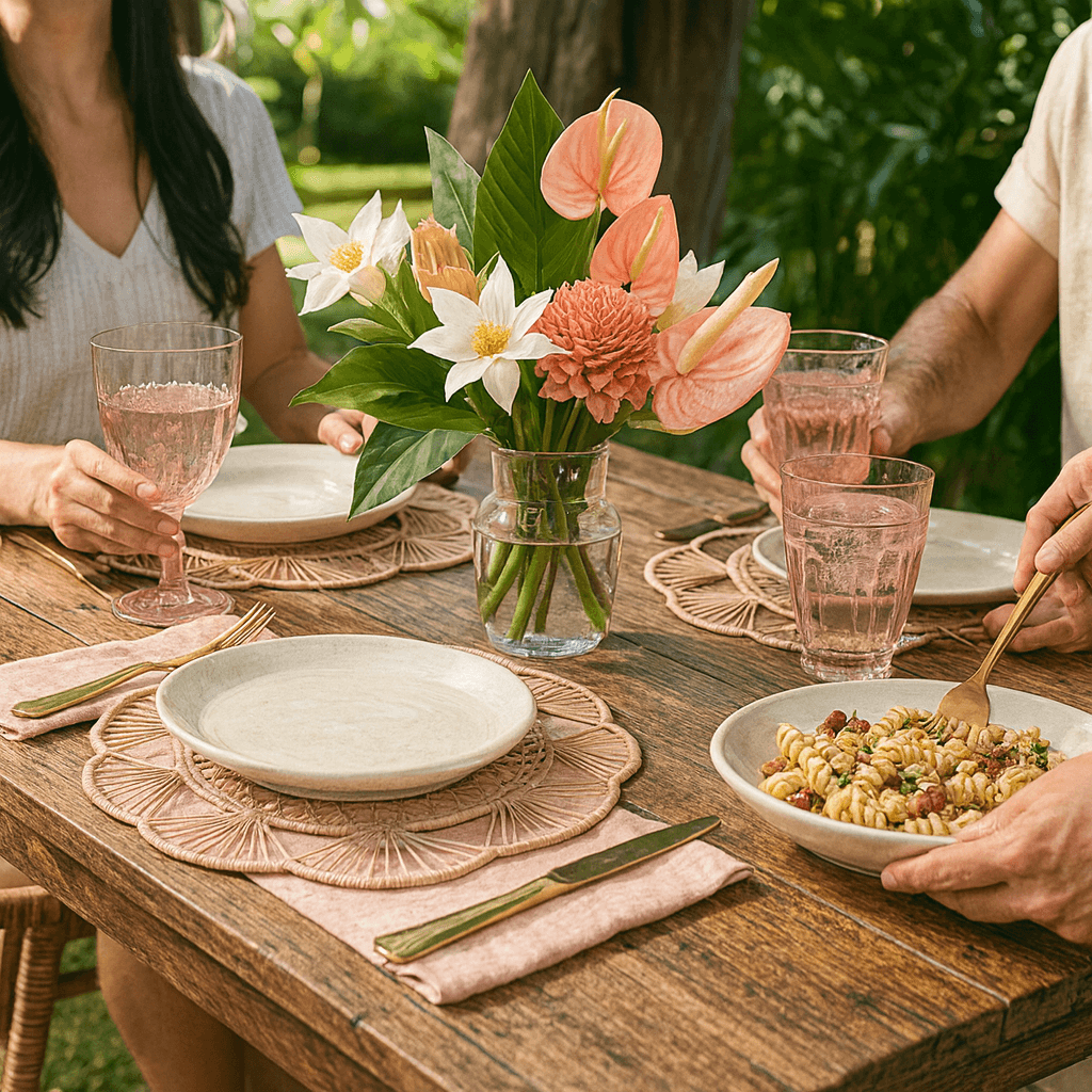 Petal Perfection Scalloped Handwoven Iraca Placemat