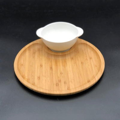 Bamboo And Fine Porcelain Set For Single Serve Soup Or Cereal Or Your Favorite Dessert