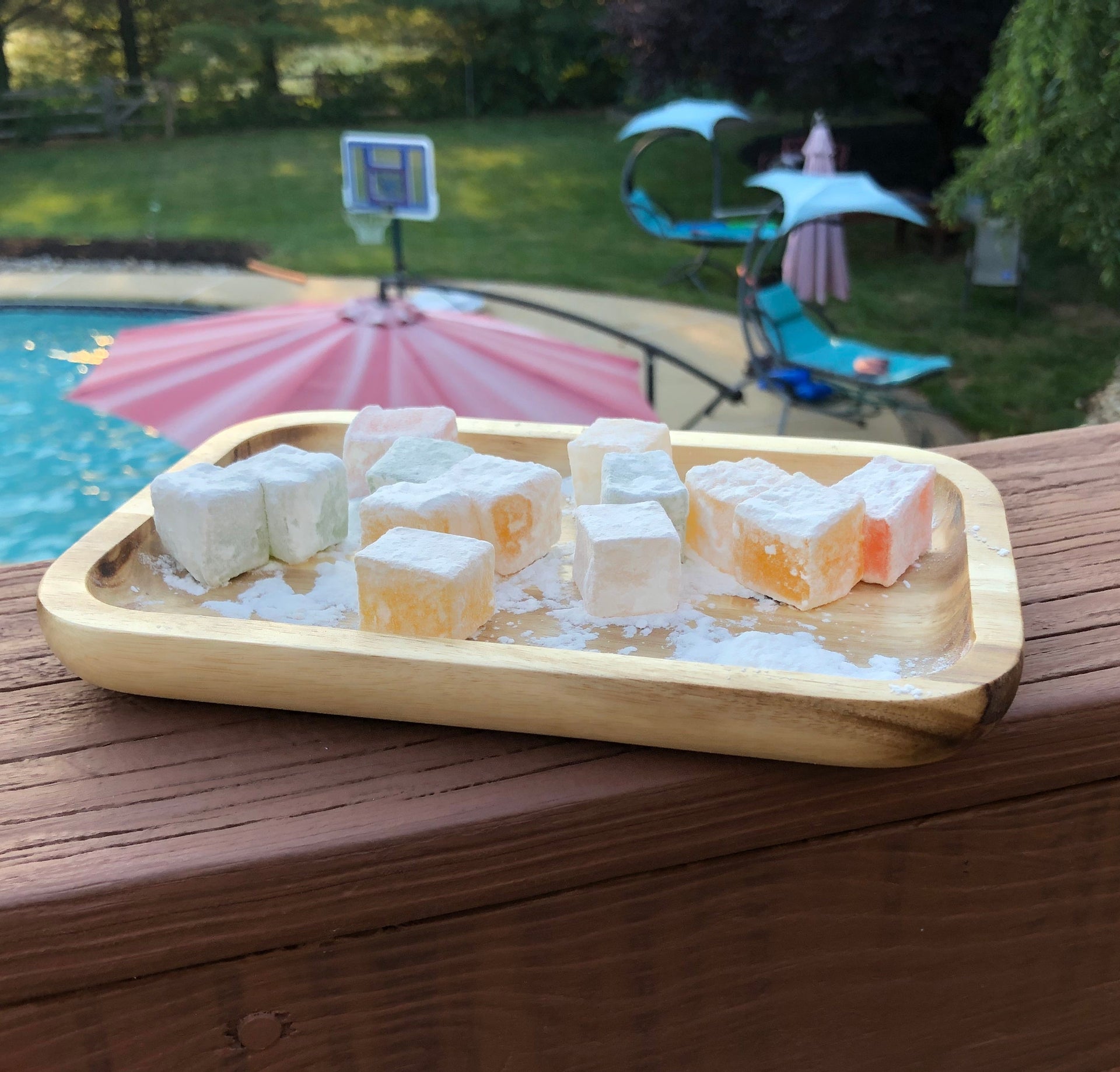 [ Set of 6 ] Zavis Green Acacia Wood Serving rectangle Stackable Tray / Dish 8