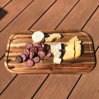 [ Set of 3 ] Zavis Green Acacia Wood Serving Rounded Cutting Board With Juice Groove 18
