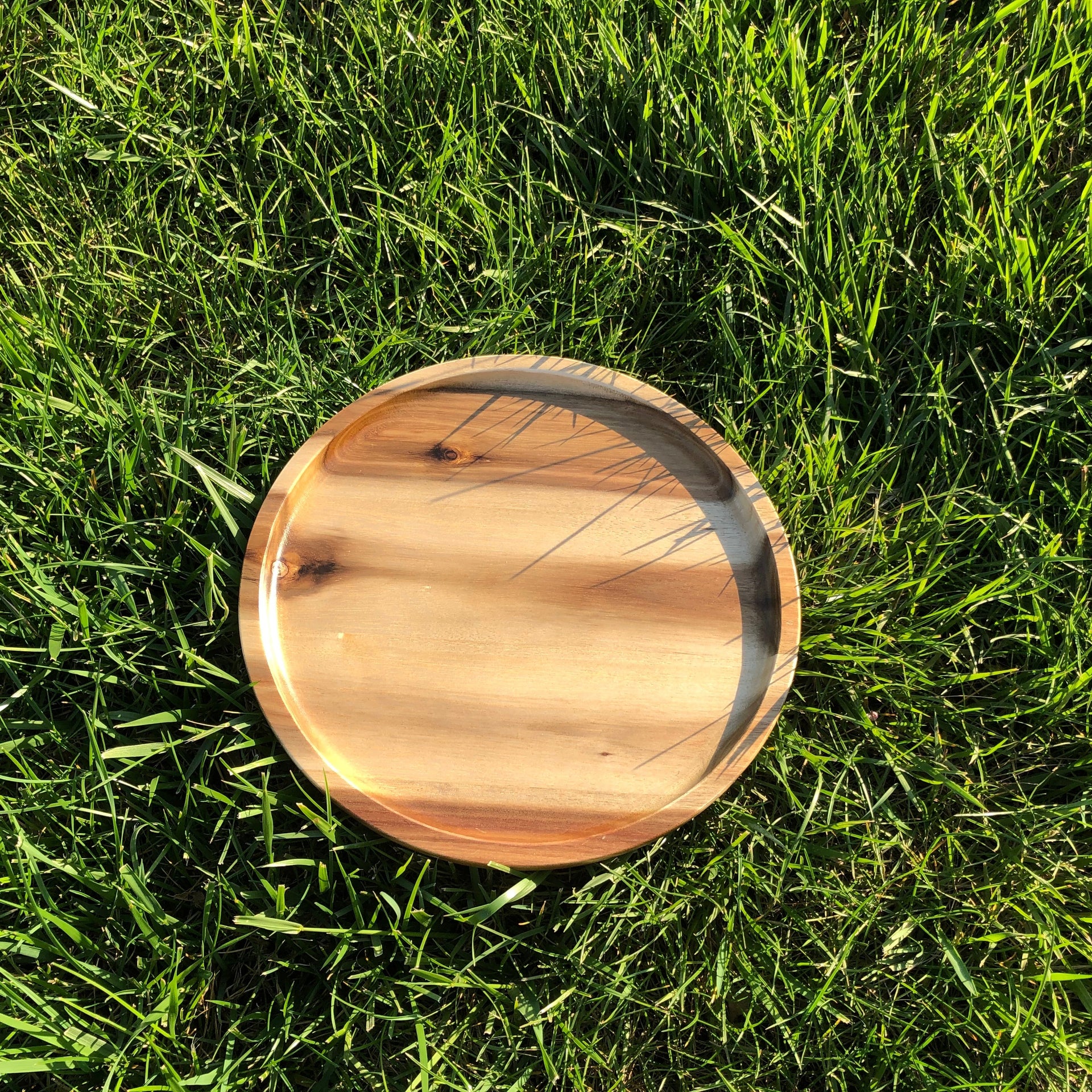 Zavis Green Acacia Wood Round Stackable Plate / Platter 10
