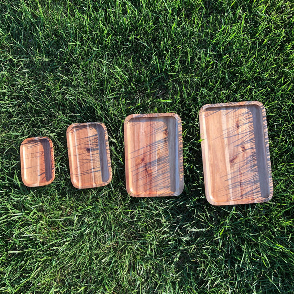 [ Set of 3 ] Zavis Green Acacia Wood Serving rectangle Stackable Tray / Dish 12