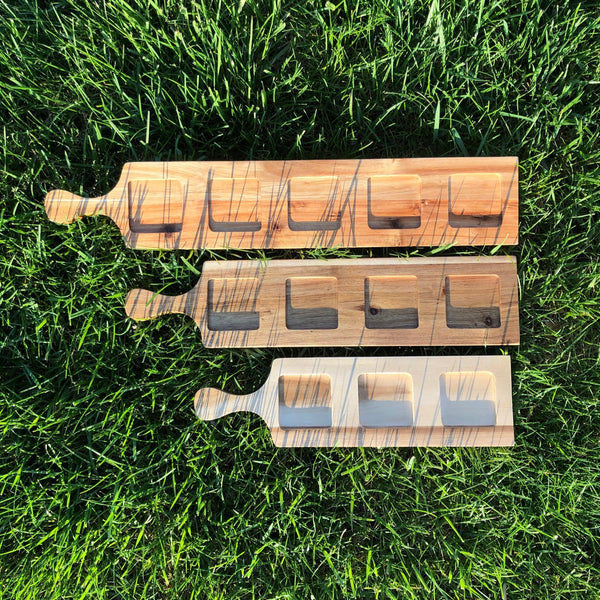 [ Set of 6 ] Zavis Green Acacia Wood 3 Hole Double sided Flight Board 14