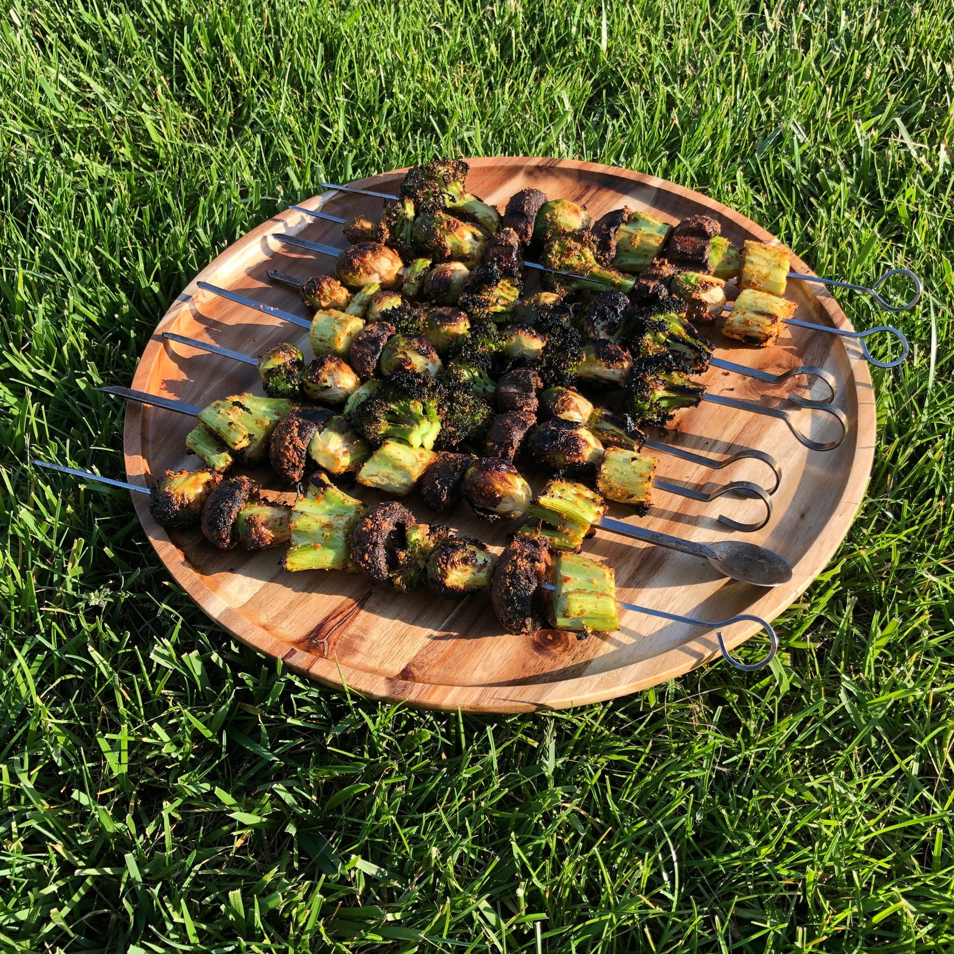 Zavis Green Acacia Wood Round Stackable Plate / Platter 14