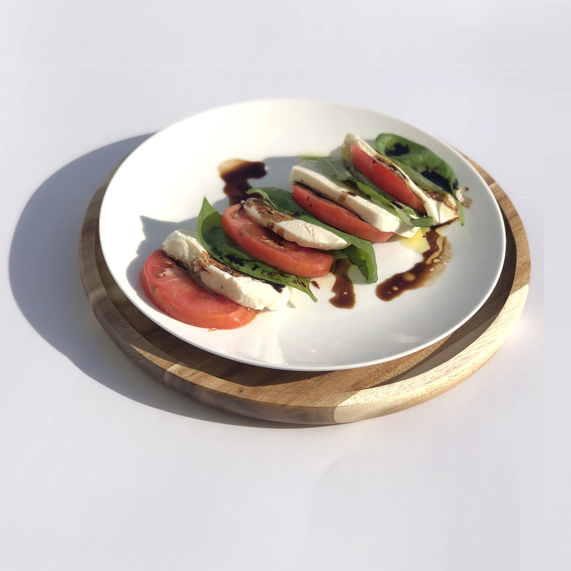 [ Set of 3 ] Zavis Green Acacia Wood Round Stackable Plate / Platter 8