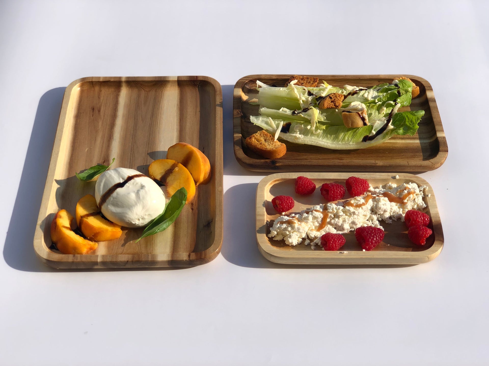 Zavis Green Acacia Wood Serving rectangle Stackable Tray / Dish 6