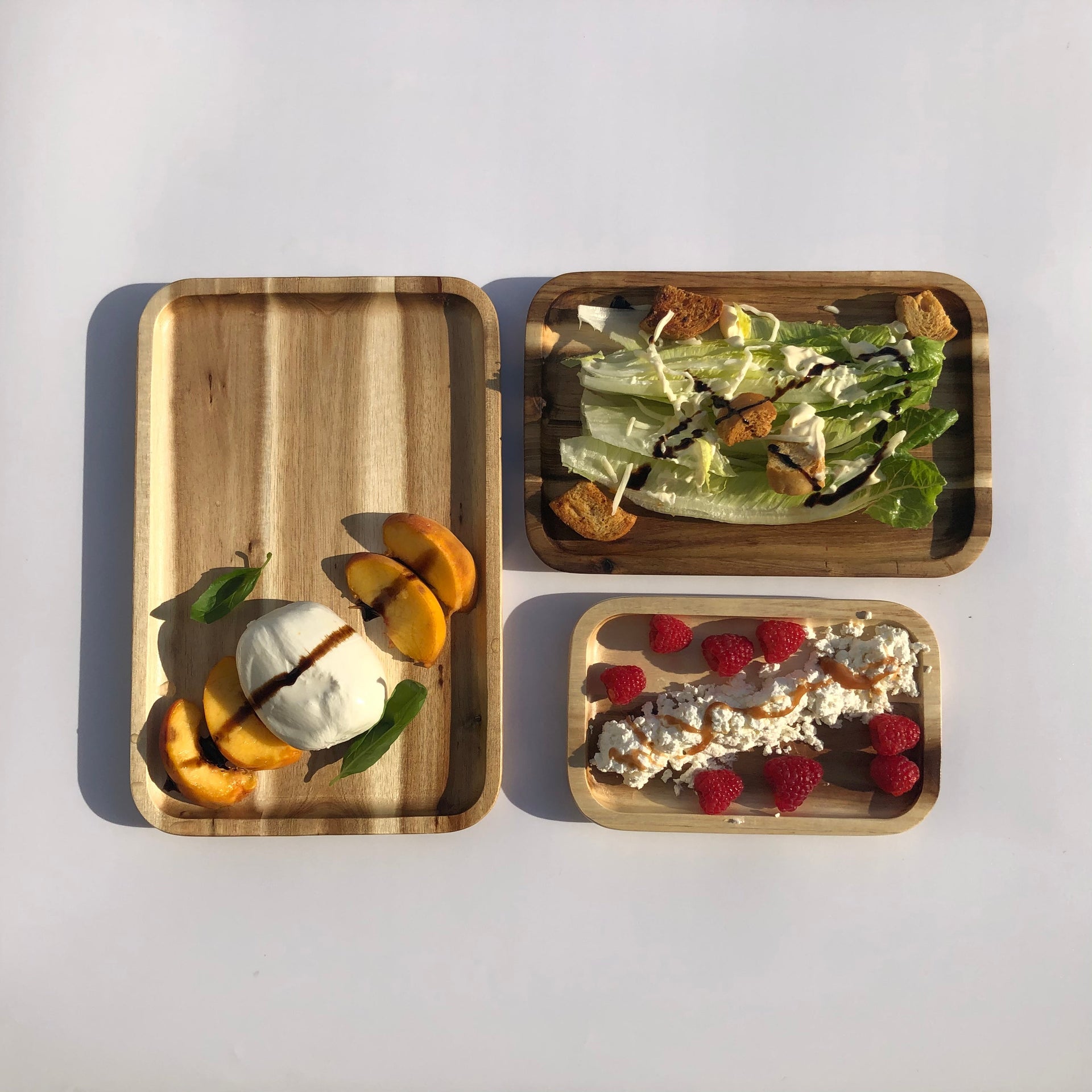 Zavis Green Acacia Wood Serving rectangle Stackable Tray / Dish 6