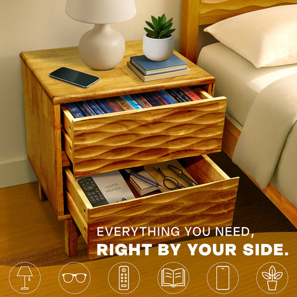 Acacia Elara Nightstand with 2 Drawers