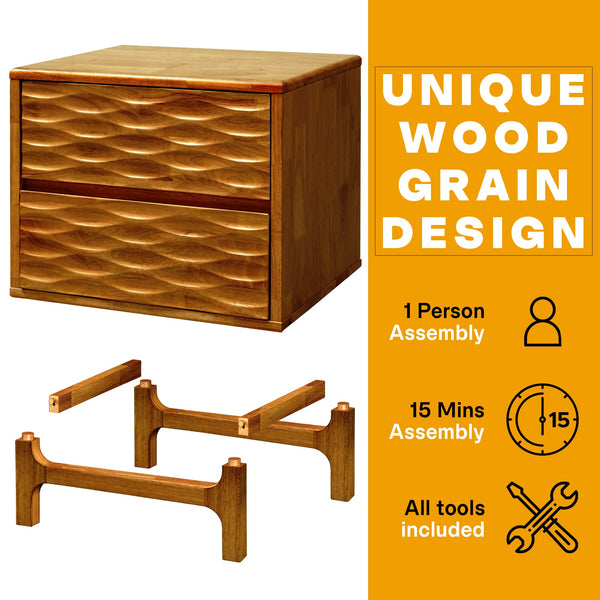 Acacia Elara Nightstand with 2 Drawers