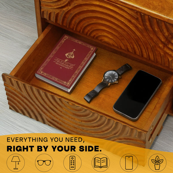 Acacia Harmony Nightstand with 2 Drawers