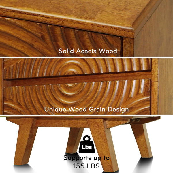 Acacia Harmony Nightstand with 2 Drawers