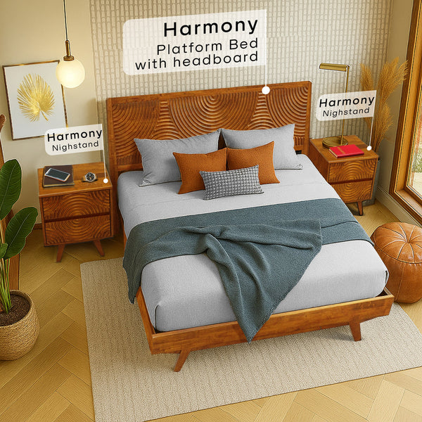 Acacia Harmony Nightstand with 2 Drawers