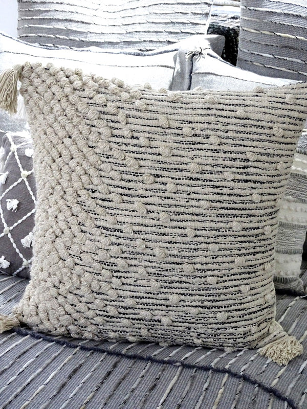 Throw Pillow Cover Beige Woven 20