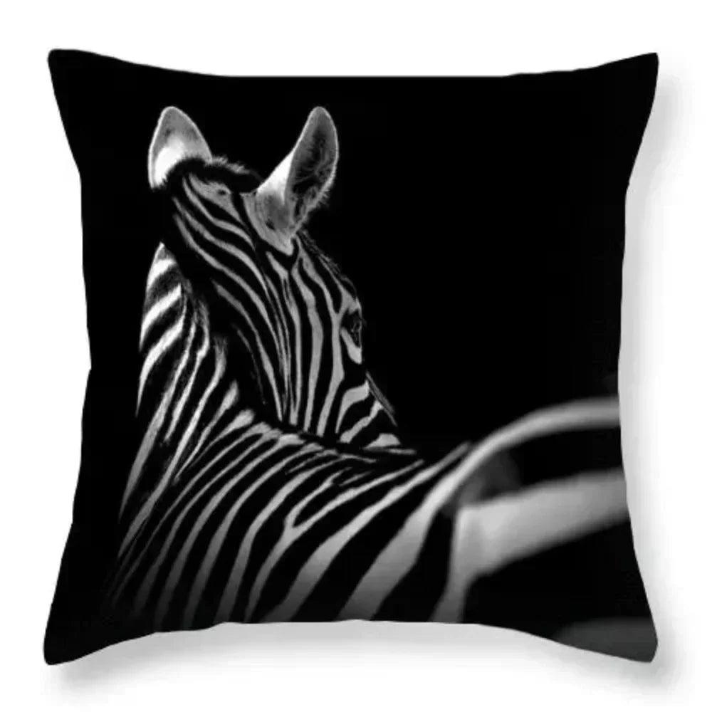 Pillowcase - Zebra Print Black White 18x18